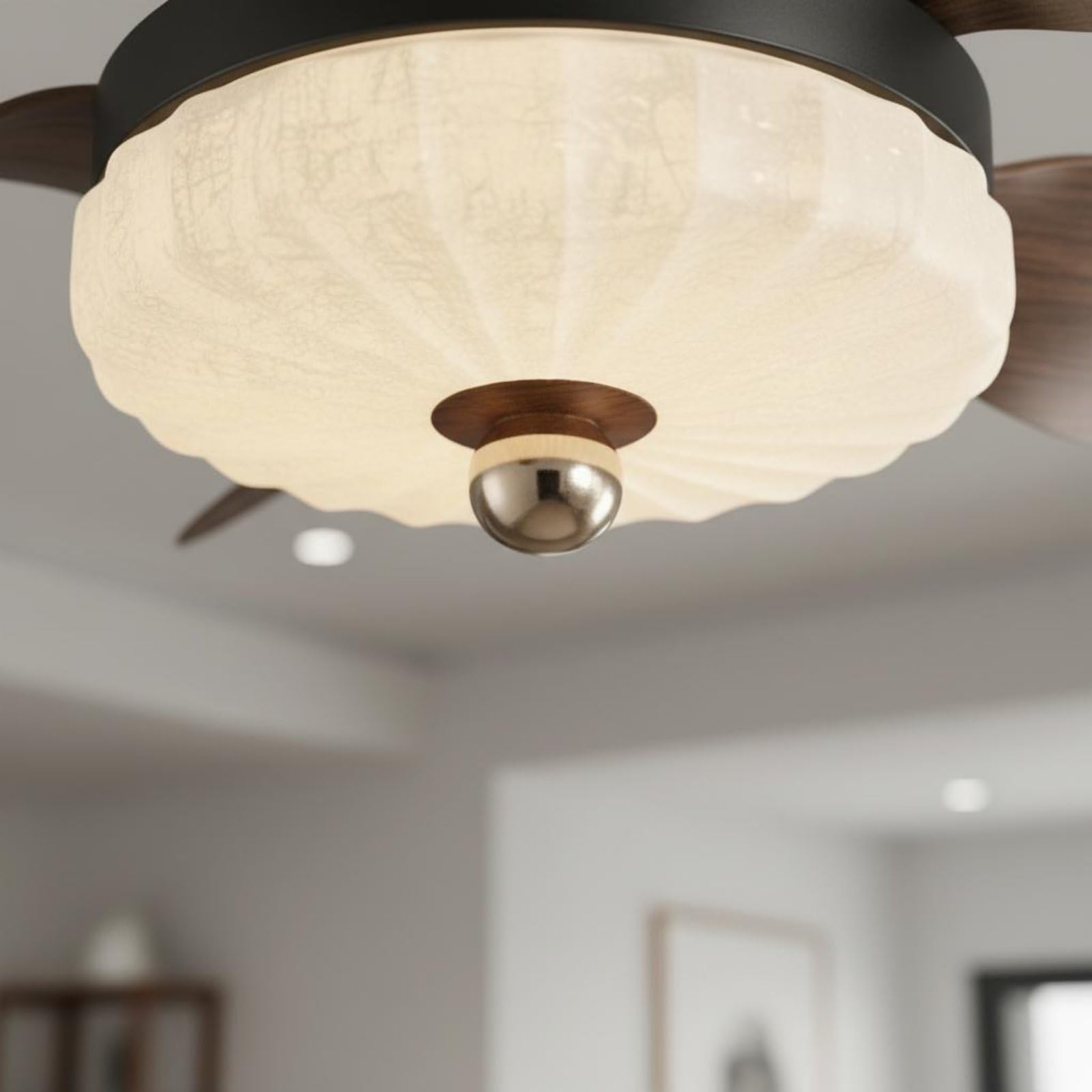 F Fityle Ventilador de Techo con Luz Lámpara Ventilador Plafón Iluminación LED Aletas Madera y Cuerpo de Hierro Dimmable para, 28 Pulgadas, Modelo 3001, Atenuación Continua, Control Remoto