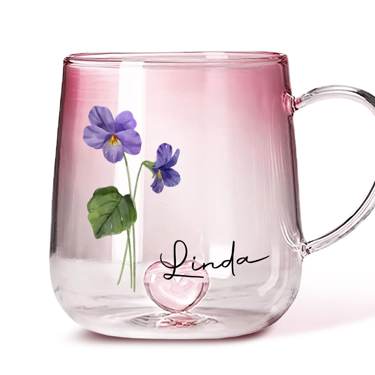Wrappiness You Are The Most Beautiful Flower Mug - Personalized Pink Gradient Glass Mug - Custom Gift for Women, Friends, Mom, Wife - 11Oz Coffee Cup