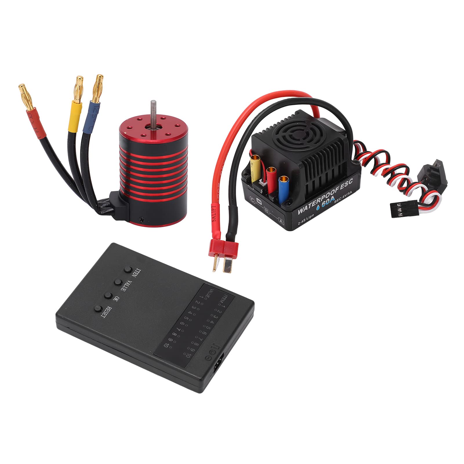 Kit ESC Motore Brushless 3650 Ad Alta Torsione con Scheda di Programmazione 60A Impermeabile per Appassionati di Auto RC (2300KV)