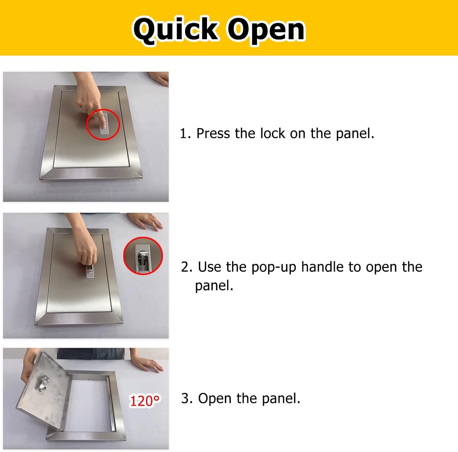 Lockable 304 Stainless Steel Access Panel for Electrical Wiring - 26"x26" Wall Plate Cover, Ideal for Attic, Kitchen, Bathroom - Durable Embedded Access Door, 10/20/30in Options