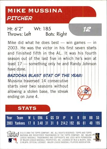 Miniatura 2 de 2004 Bazooka #12 Mike Mussina - NM-MT