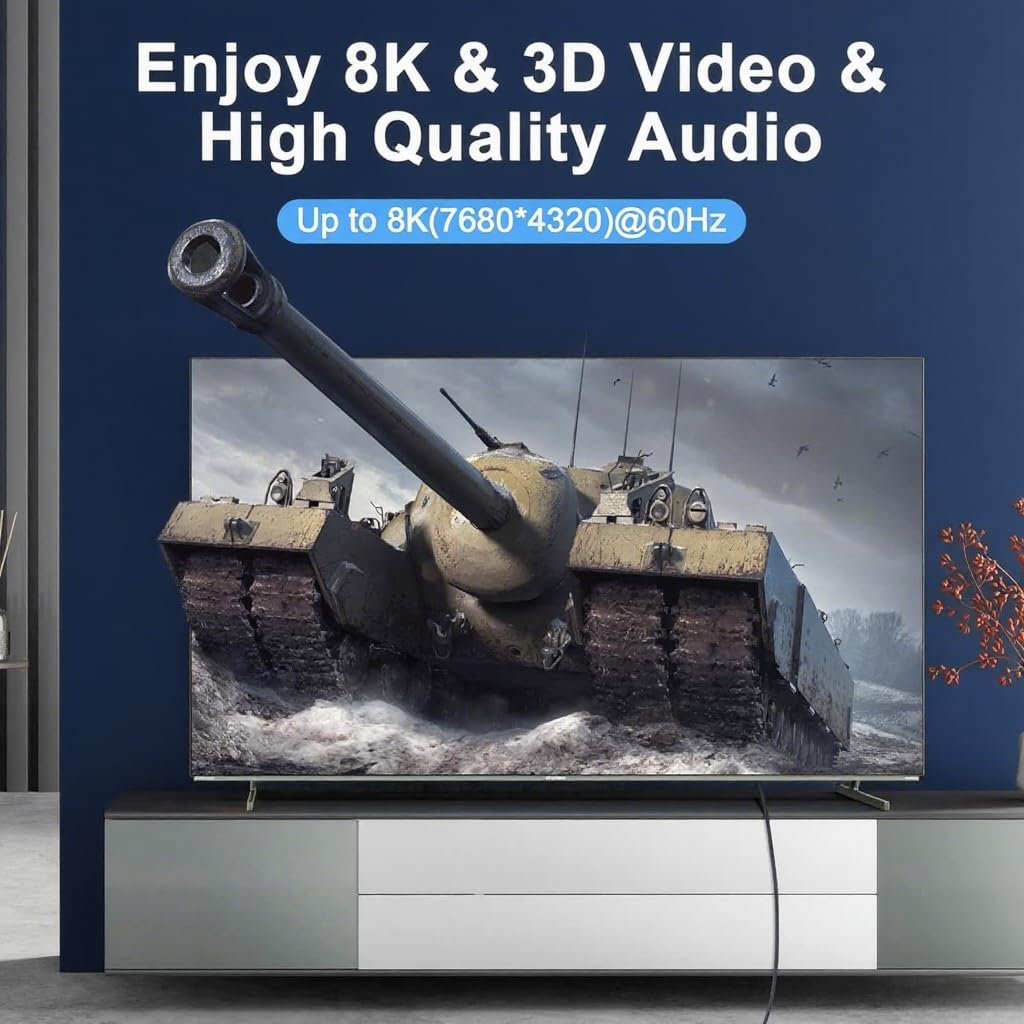 Cavi HDMI 2.1 8K, confezione da 5 pezzi, ultra alta velocità 4K/8K. Supporta 165/180/240Hz, HDR10, HDCP2.3, ARC/eARC, 3D, compatibile con soundbar, Roku, PC e Home Theater, TV, PS5