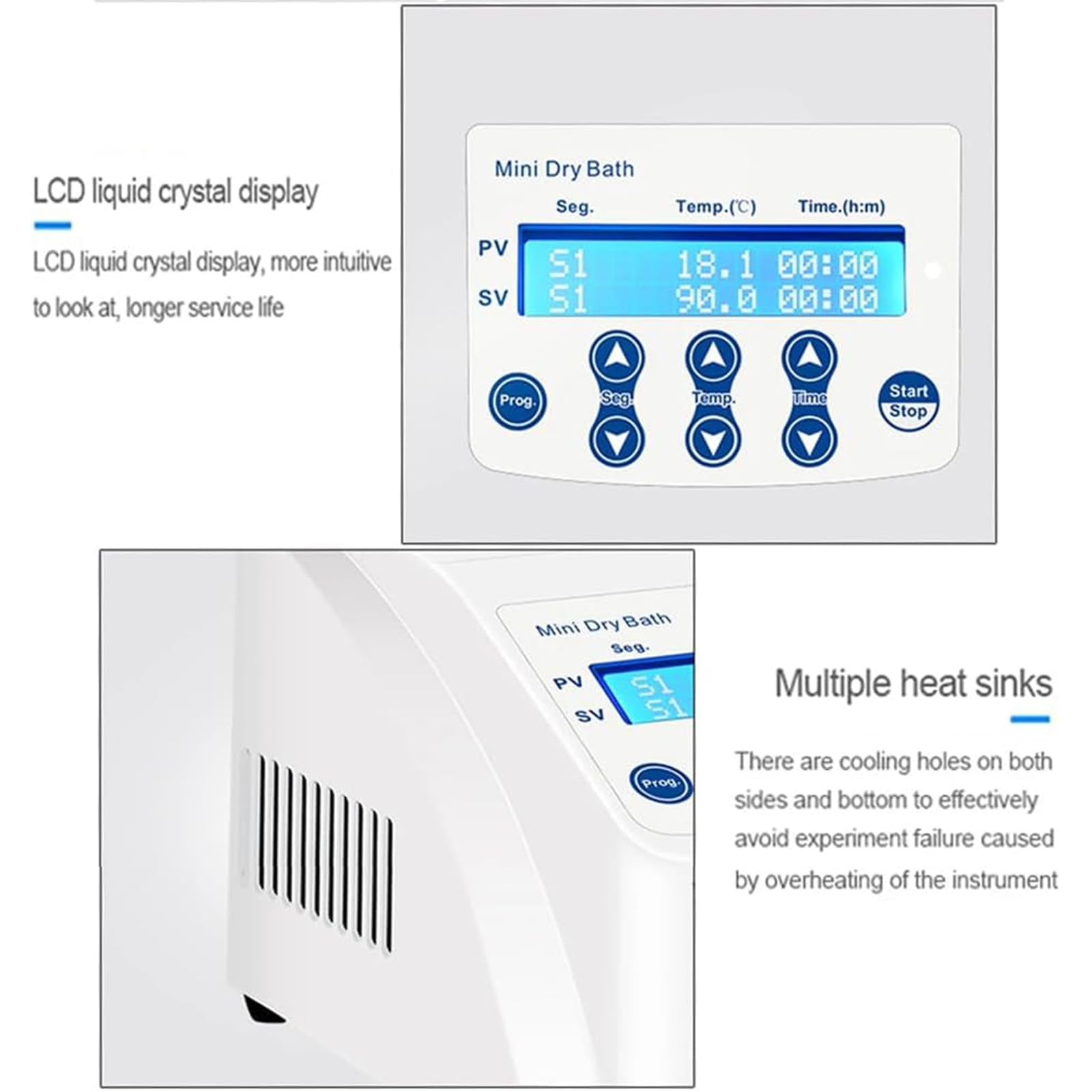 Mini riscaldatore termostatico digitale per bagno secco, gamma di riscaldamento 5-100 ℃, modulo a 15 fori da 1,5/2 ml, timer 0-100 ore per esperimenti chimici e biologici