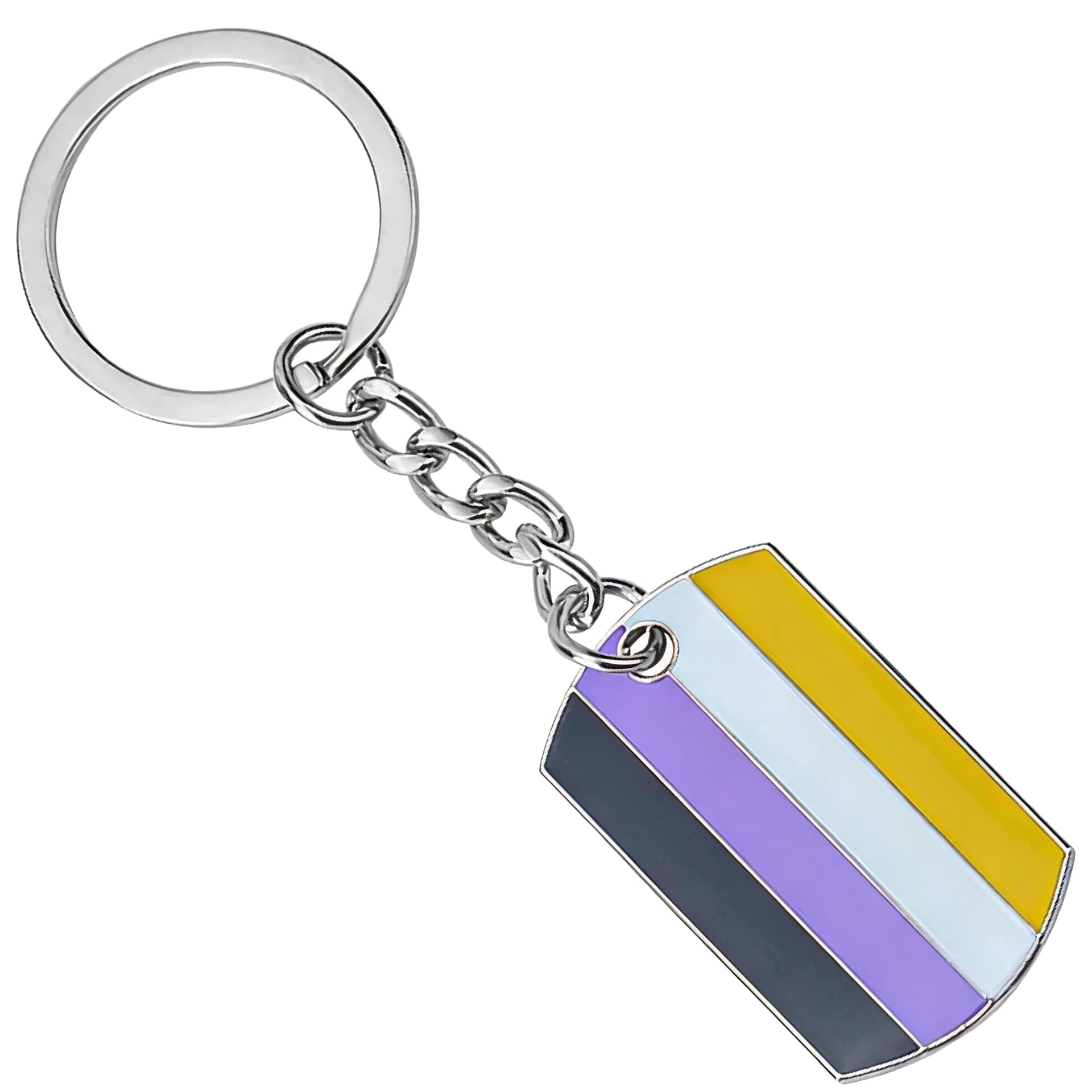 Panda Loco Unisex Non Binary Pride Lgbtqi+ Flag Dog Tag Keychain (Non Binary)