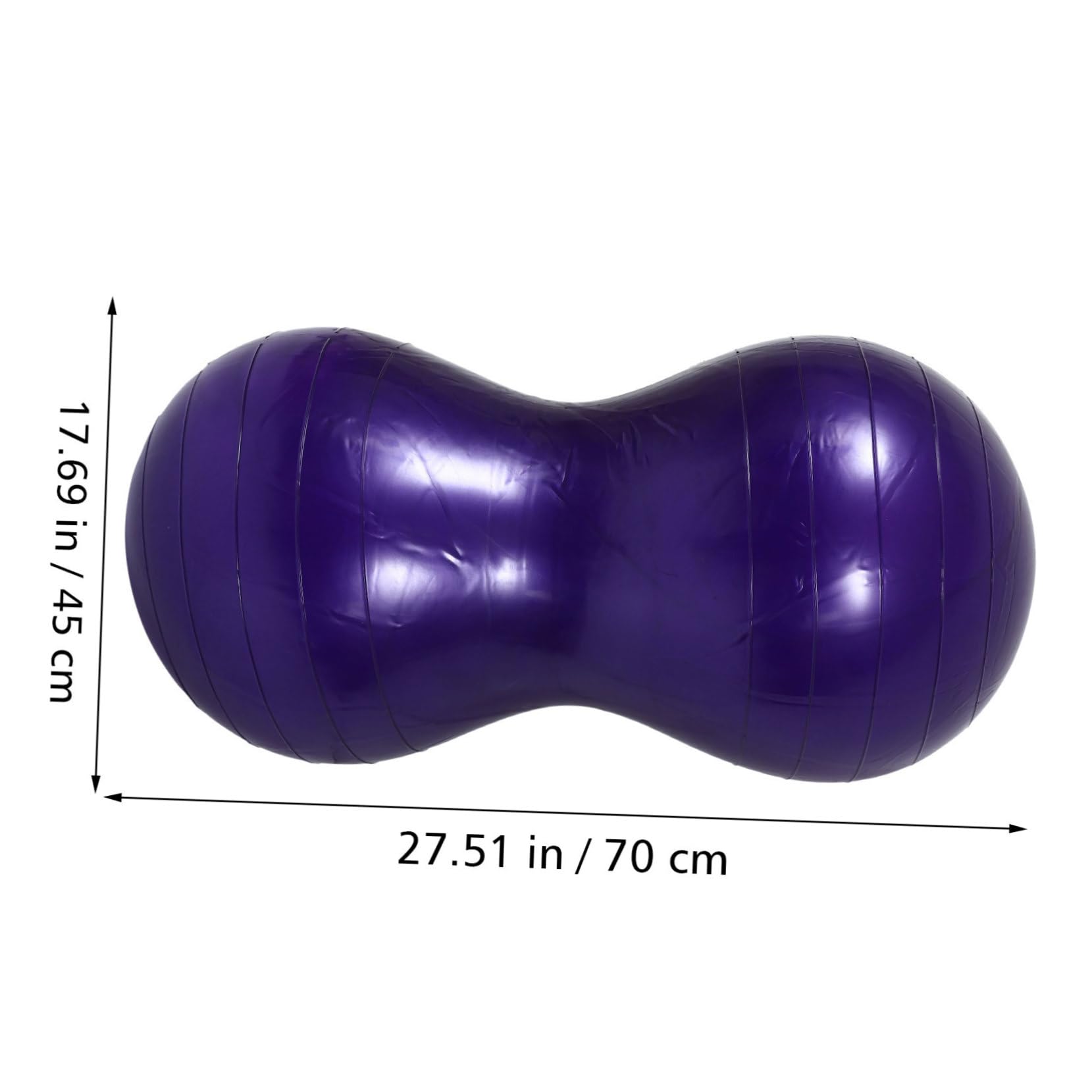 INOOMP Lila PVC Erdnuss Gymnastikball 45x70cm mit Luftpumpe Glatte Oberfläche Tragbar für Yoga und Massage