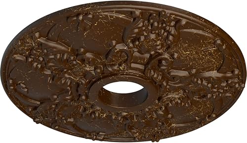 Vista 202 de Ekena Millwork CM18NOPOS Medallón de techo Norwich, 45.72cmOD x 8.97cmID x 1 3/8"P, pintado a mano cobre pulido