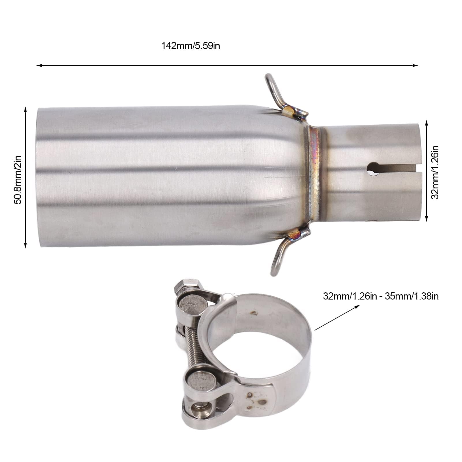 EVGATSAUTO Tuyau de Liaison Intermédiaire D'échappement de Moto, Réaménagement du Tube Intermédiaire D'échappement pour BEVERLY 125 300 MP3 125 250 300 LT X10 125