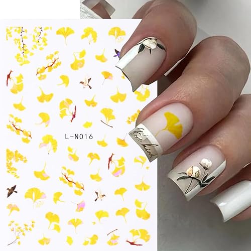 Miniatura 4 de 6 hojas de hojas de arce de otoño, calcomanías de arte de uñas, diseños autoadhesivos 3D, hojas de arce de otoño, hongos, calcomanías de uñas para