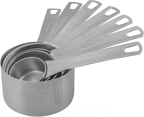 Miniatura 8 de Smithcraft Juego de tazas y cucharas medidoras, juego de tazas y cucharas medidoras de acero inoxidable 18/8 para cocina y hornear, tazas métricas