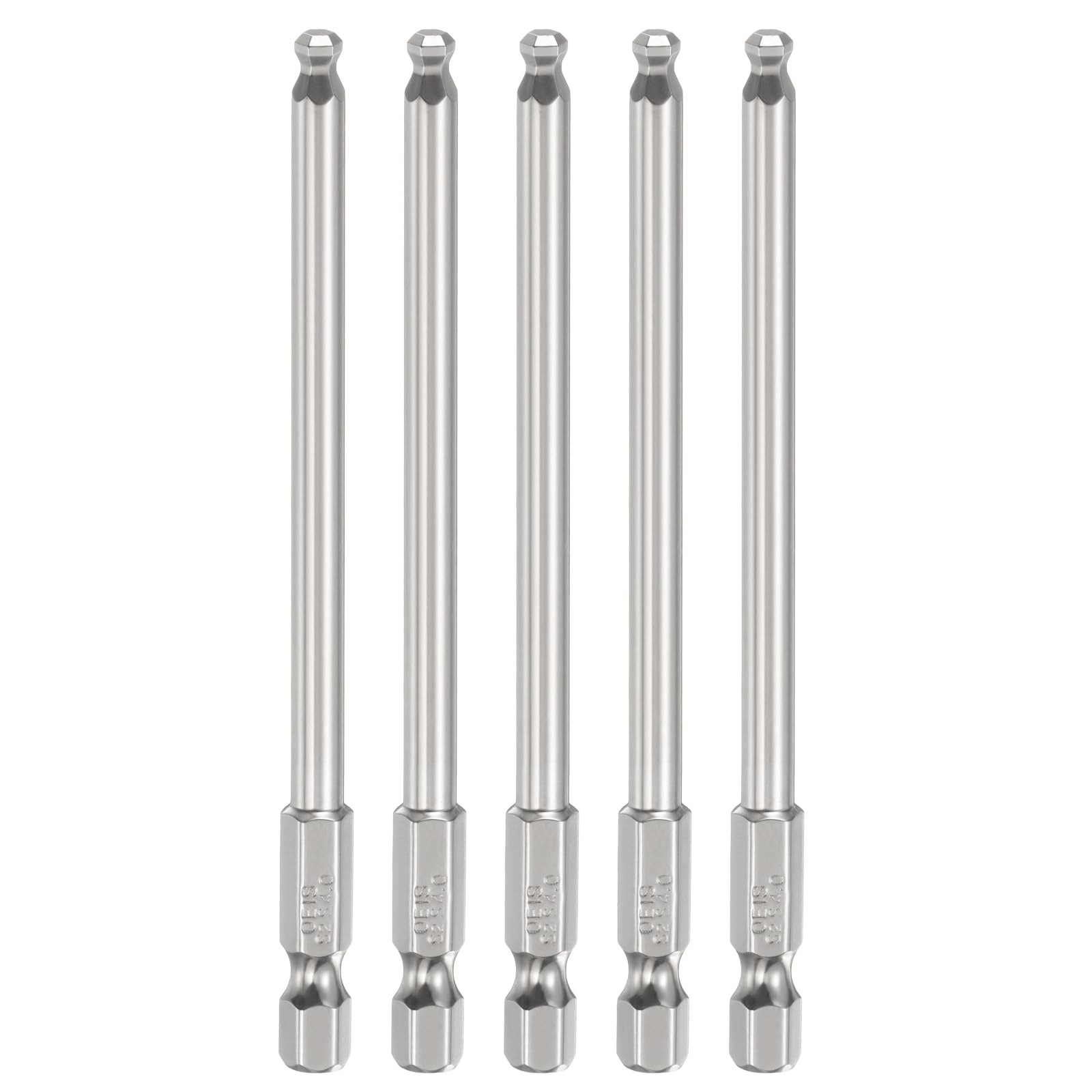sourcing map 5pcs Ball End Hex Screwdriver Bit H4 (4mm) Head 1/4" Hex Shank 100mm (4") Long Magnetic S2 Steel Metric Screw Driver Drill Bit Wrench Socket Power Tool