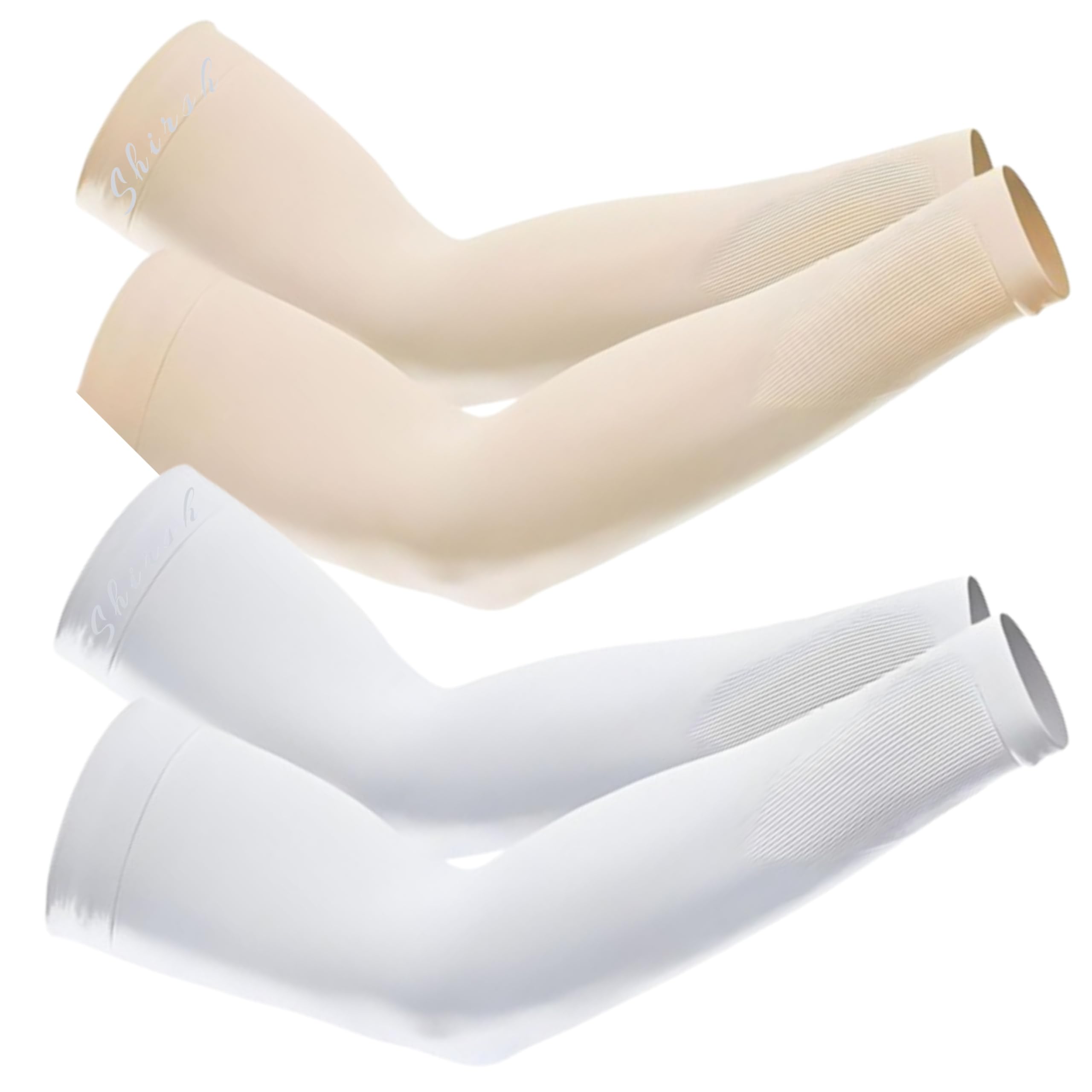 Shirsh UV Protection Cooling Arm Sleeves Compression Sun Sleeves for Men Women Youth, Tattoo Cover Up, UPF 50-2 Pair (Skin & White) (B0CZ6W4LW1) Amazon Price History, Amazon Price Tracker