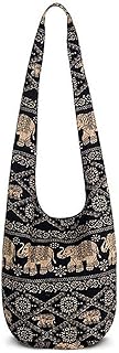 XISAOK Bolsa feminina tiracolo transversal de lona de algodão hippie, bolsa de ombro estilo hippie, bolsa de ombro estilo boho hippie, bolsa étnica, bolsa de viagem