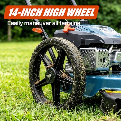 SENIX 22 Inch Walk Behind String Trimmer, 160cc 4-Cycle Engine Gas Brush Hog Mower with 14" Rubber High Wheels & 5-Height Adjustment, Brush Cutter for Farm, Lawn, Yard by SENIX - Used condition - Image 5