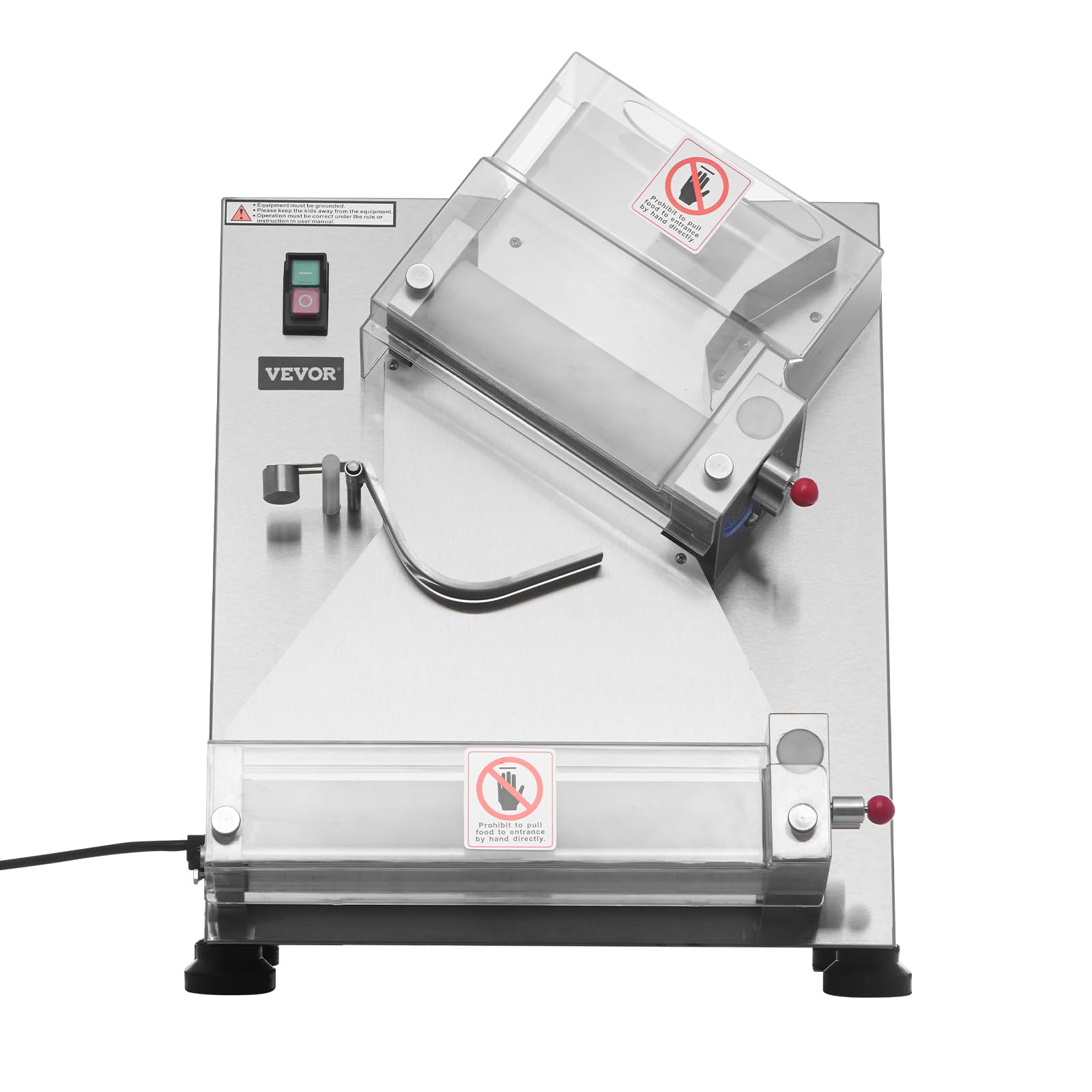 VEVOR Formeuse à pizzas, 7,6 à 35,5 cm, presse à pâte électrique commerciale 370 W, 260 feuilles par heure, laminoir à pâte à pizza automatique en acier inoxydable, épaisseur réglable, avec couvercle