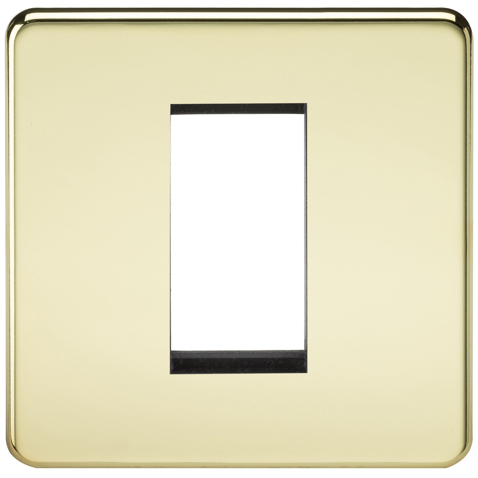 Knightsbridge Polished Brass Screwless 1G Modular Faceplate