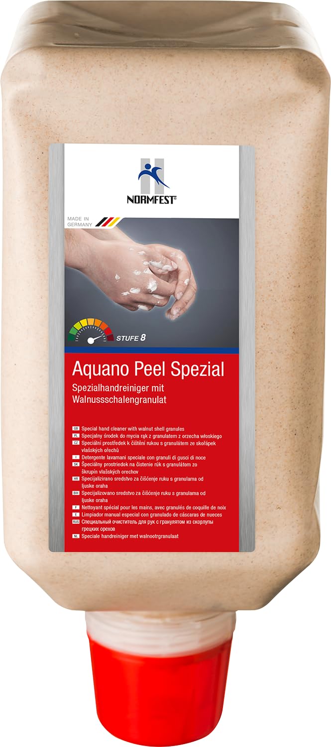 Normfest Aquano Peel Spezial Handreiniger 2 L – Intensivreiniger mit Walnussschalenmehl für Lacke, Farben, Kleber & Öle | Reinigungsstufe 8 | silikonfrei
