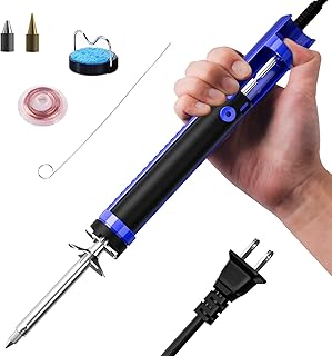 Desoldering Gun, Solder Sucker Desoldering Iron Electric Desoldering Tool with Desoldering Nozzles, Solder Wick, Soldering Tip and Cleaning Pin (Blue)