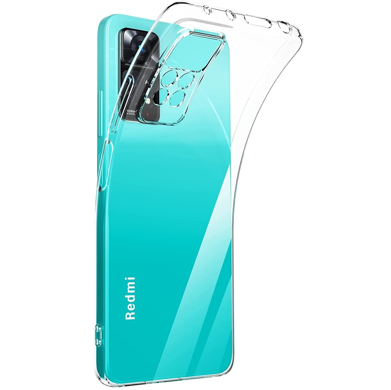 New&Teck Cover Per Xiaomi Redmi Note 11 Pro 5G + 2 Vetri Temperati, Custodia Trasparente TPU Antingiallimento