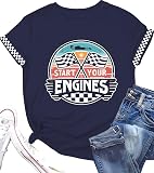 Racing Shirt Women Checkered Flag Racing Shirts Start Your Engines Tshirt