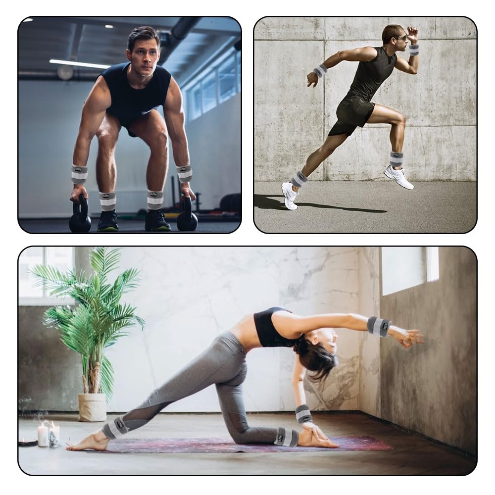 1Paio Cavigliere Pesi 0.25 KG, Pesi Polsi e Caviglie con Strisce Regolabili, Cavigliera Non è Facile Cadere, Pesetti Caviglia Portatile, Ankle Weights per Aerobica, Esercizio Fisico, Allenamento