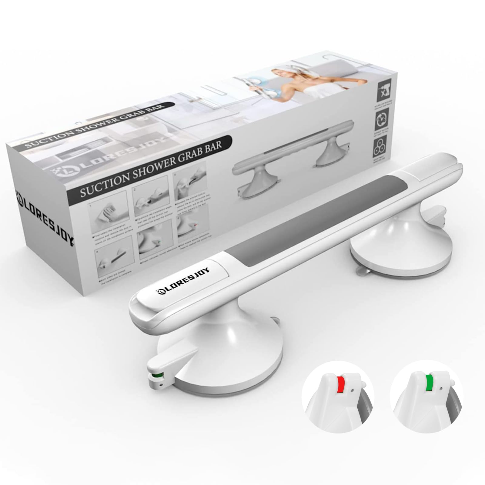 Asa de Seguridad para Baño con Ventosa, Manija de la Ducha, Personas Mayores Apoyabrazos del Cuarto, No Requiere Perforación, Ducha de Apoyo para Personas Mayores