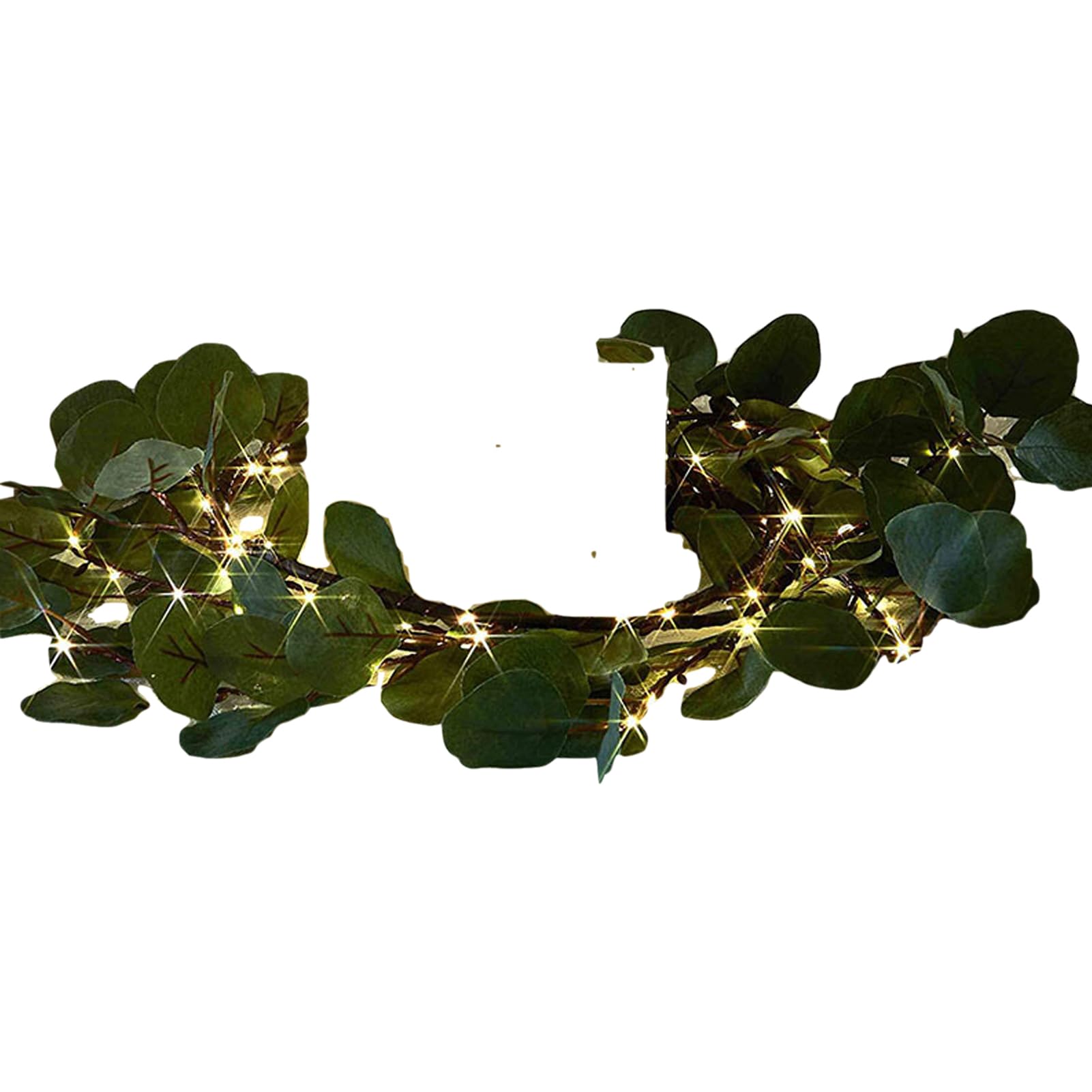 AMSLSIU Battery Operated Vines With Fairy Lights Christmas Tree Mantel Table Spirit Wedding Lights Eucalyptus Wreath