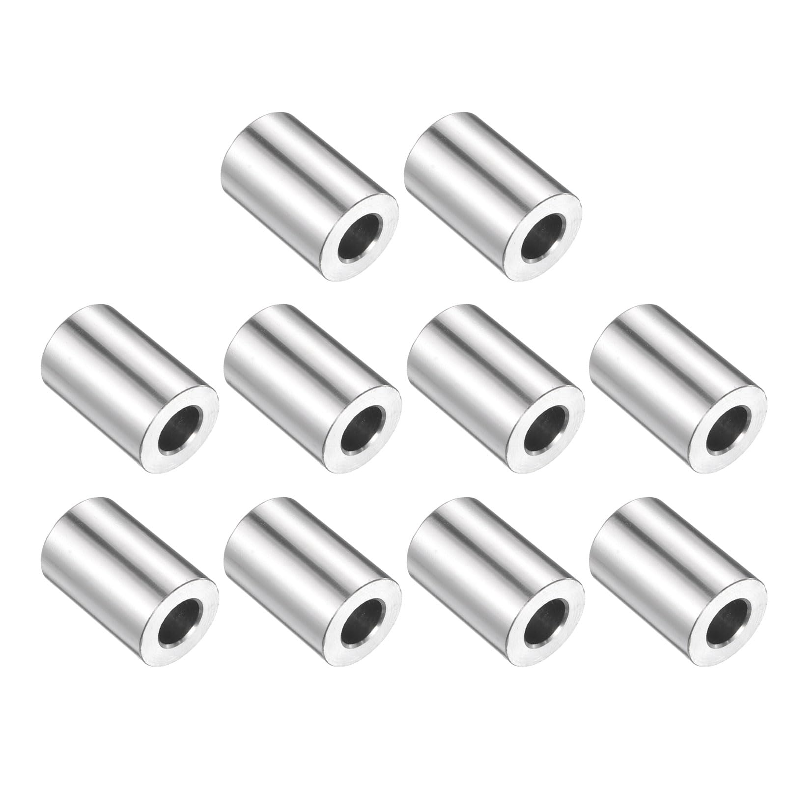 uxcell 10pcs Stainless Steel Spacer 3/8" Bore x 3/4" OD x 1-5/16" Length Screw Bushing Plain Finish Round Metal Spacer for M10 Screws Bolts and Rods
