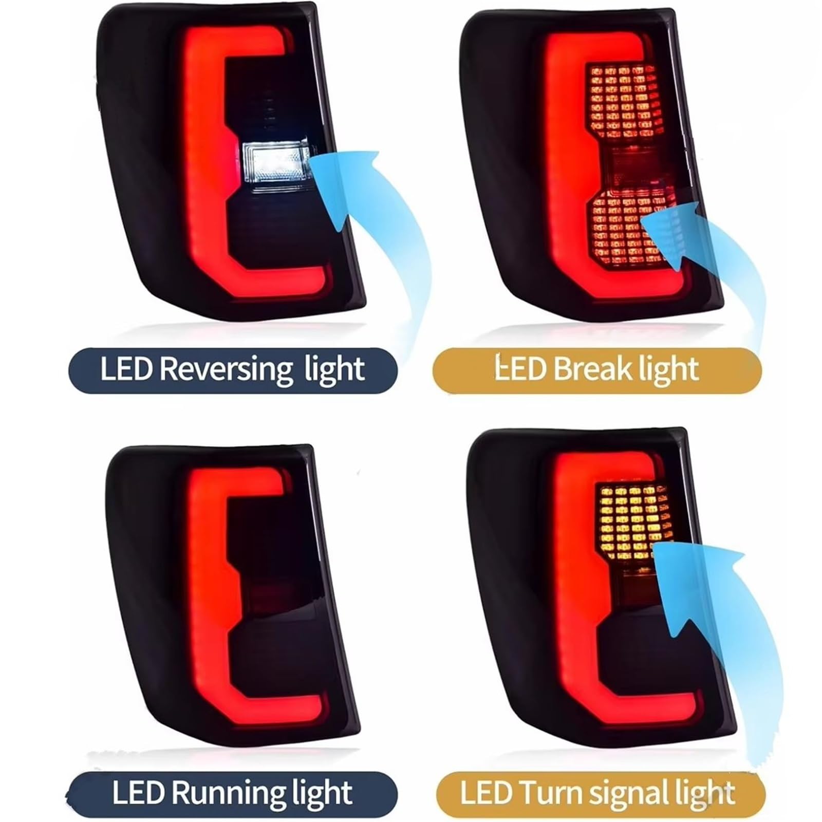Luces Traseras Juego Luces Traseras LED Para Jeep Para Grand Para Cherokee MK2 WJ 1999-2004 Incluye Luz Freno Antiniebla Intermitente Trasera Piloto trasero(Pair of Red)