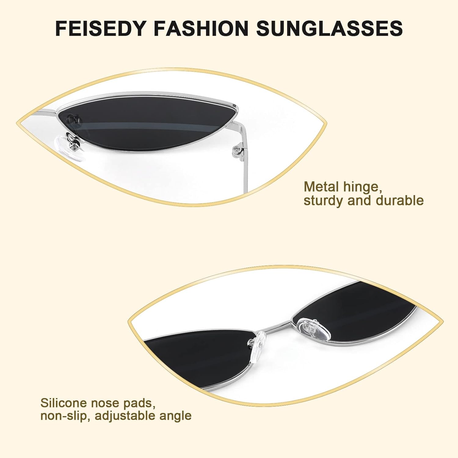 FEISEDY Fashion Designer Sunglasses Retro Small Petals Shape Arc Temple Design B2298 - Image 4