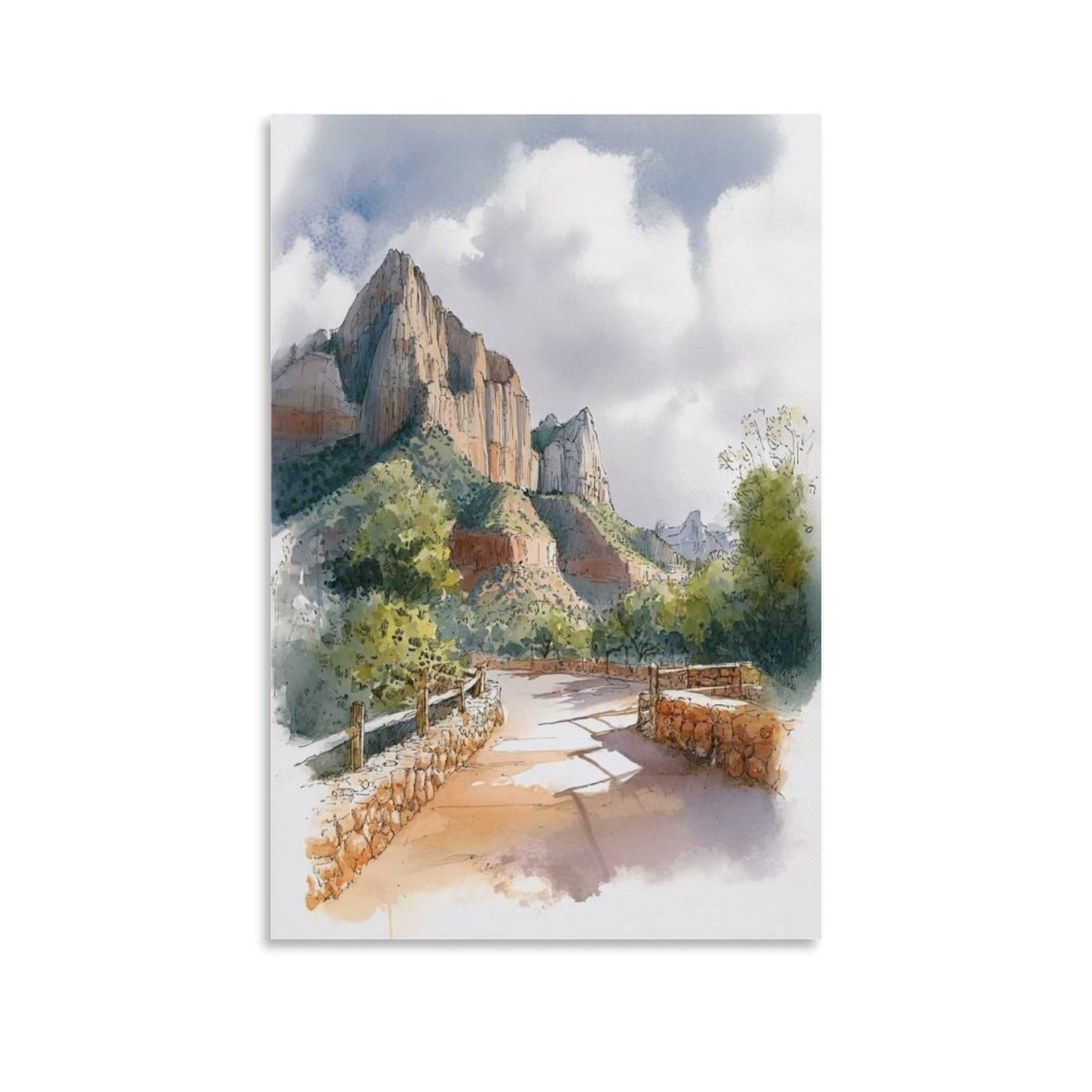 LCYNNH Sedona Arizona Tree 16x24inch(40x60cm) Vintage Travel Poster Watercolor Canvas Art
