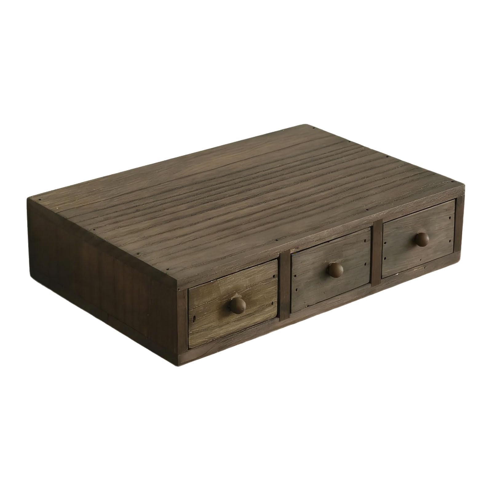 Hsioluted Wooden Drawer Storage Box Wood Desktop Stationery Container with Drawer Small Item Organiser Desk Planner with