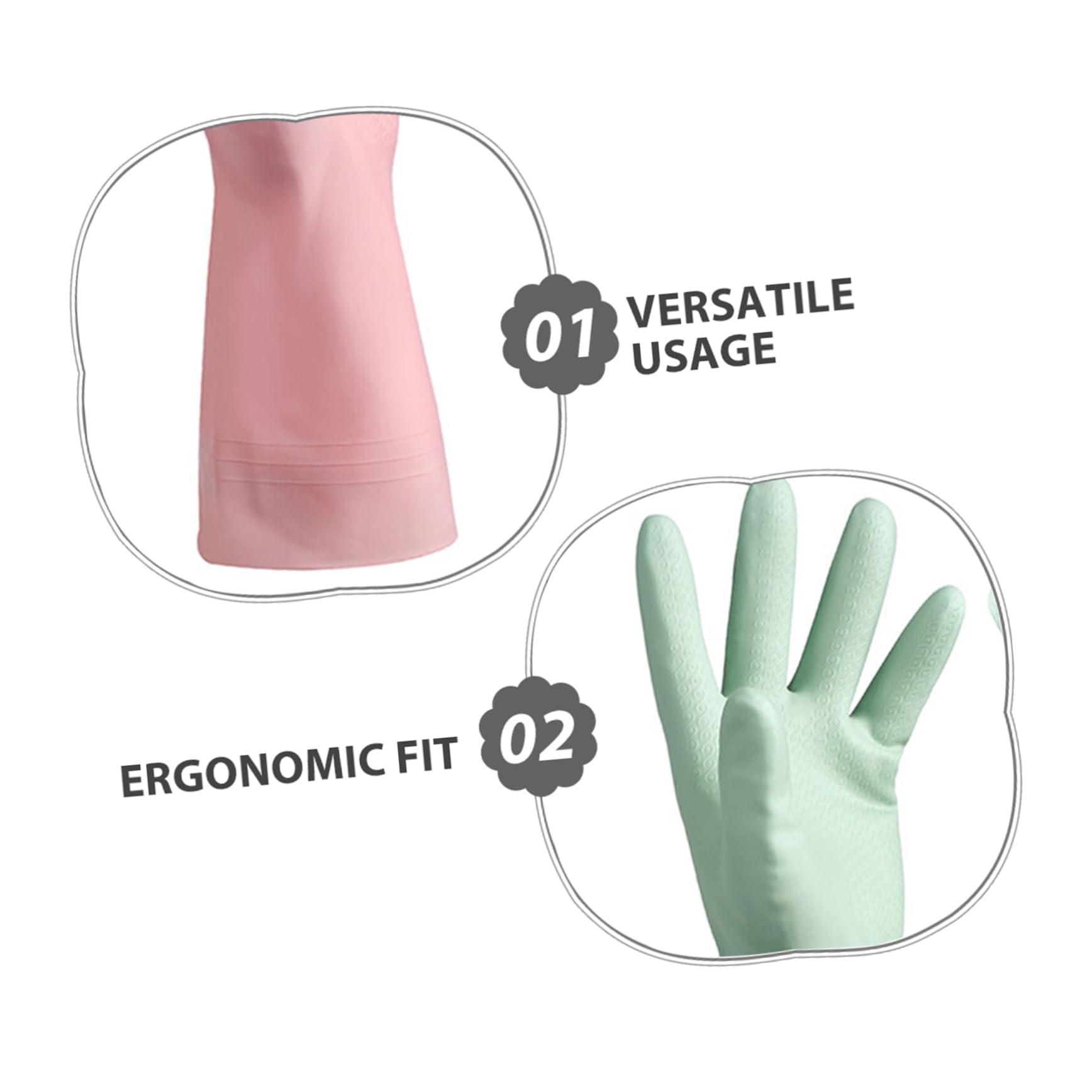 Healeved 6paia Guanti da Cucina Impermeabili Riutilizzabili in PVC per Lavare i Piatti Pulizia della Casa Design Antiscivolo per Presa Sicura