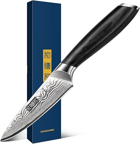 Miniatura 8 de HOSHANHO Cuchillo Nakiri de 7 pulgadas, Cuchillo Rebanador de Verduras de Acero en Polvo Japonés de Alto Carbono para Cortar, Cuchillo de Chef