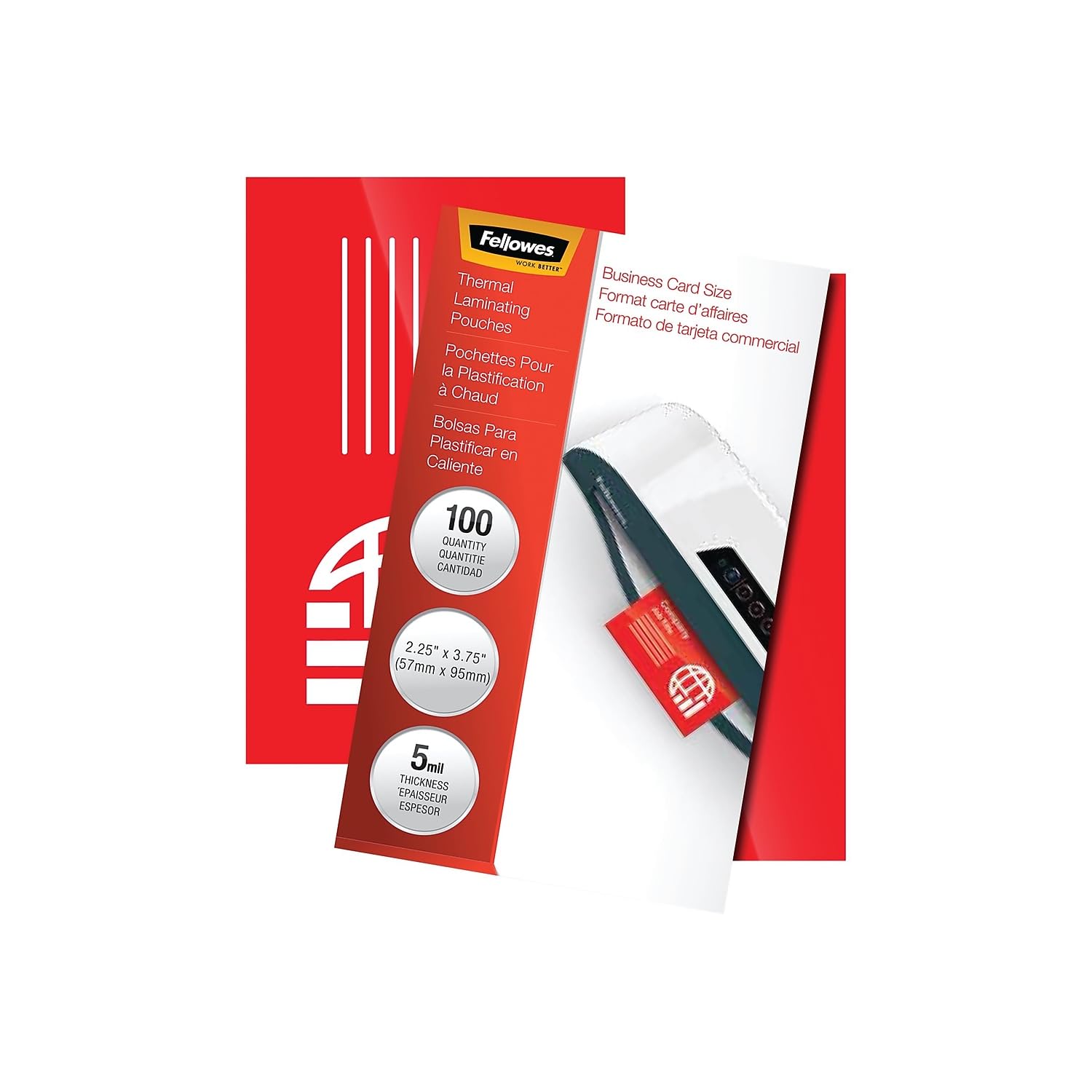 Fundas para plastificar, 5 Mil, 2 1/4 x 3 3/4, tarjeta de visita, 100/Pack