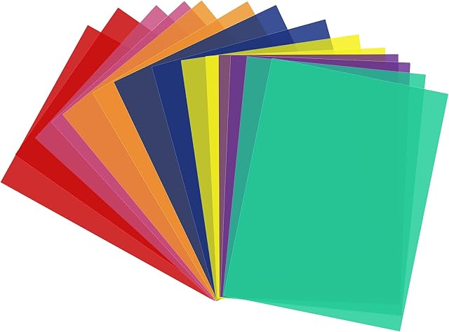 inodiref 14 Pieces Correction Gel Light Filter Colored Overlays Transparency Color Film Plastic Sheets Colour Gels for Photography Photo Studio Strobe Flash LED Video Light, 7 Colors, 29.7x21cm