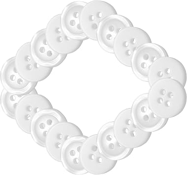 20 Pcs White Sewing Buttons 0.4 Inch 18L, 4 Hole Round Plastic Buttons with Pearl Look for Shirts, Blouses, Sewing, Replacement and Craft Projects