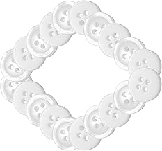 20 Pcs White Sewing Buttons 0.4 Inch 18L, 4 Hole Round Plastic Buttons with Pearl Look for Shirts, Blouses, Sewing, Replacement and Craft Projects