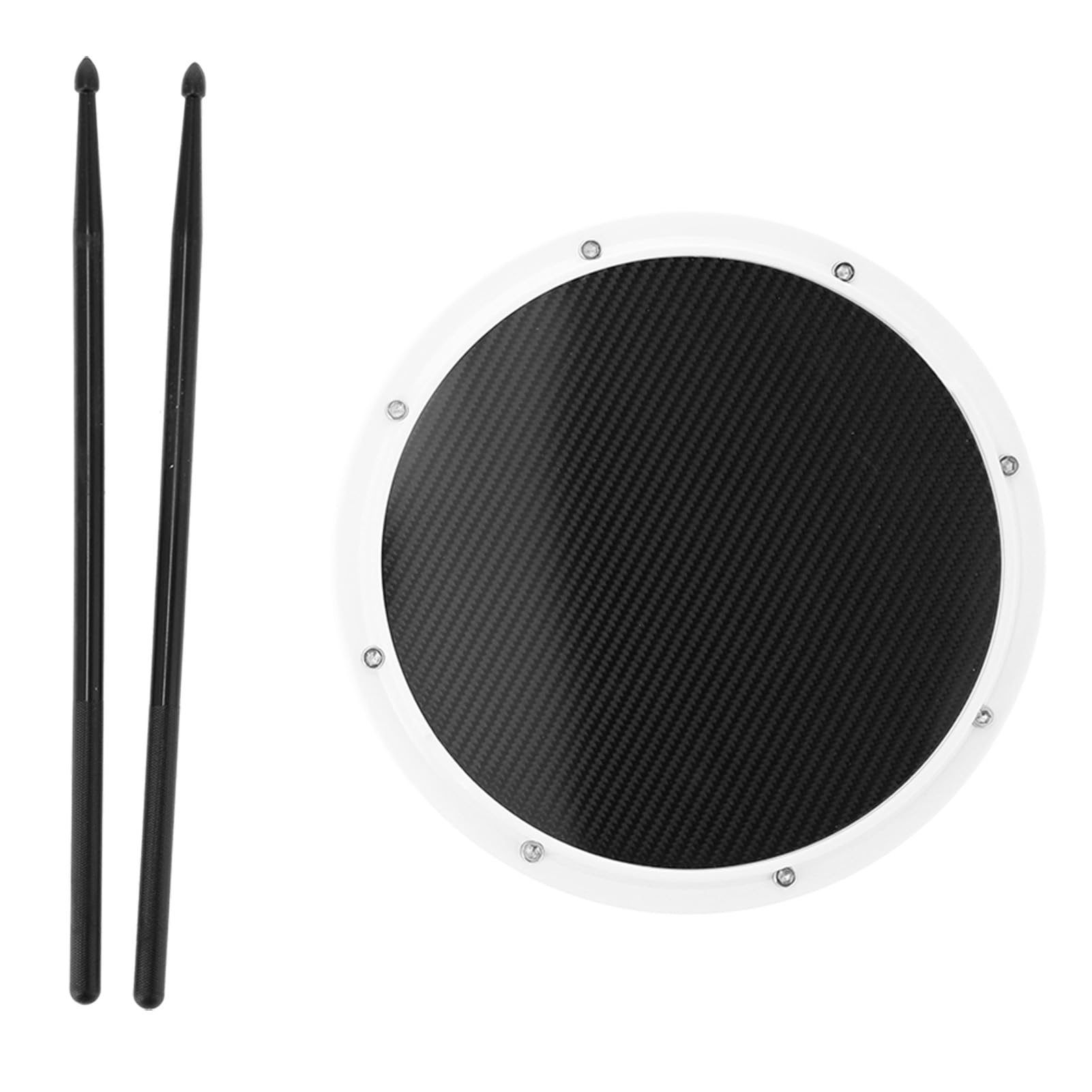 Generic Generic Drum Pad Training Mata Antypoślizgowa z Włókna Węglowego z Pałeczkami, Pochłaniająca Wstrząsy 12-calowa Podkładka Perkusyjna dla Początkujących, do ćwiczeń Perkusyjnych