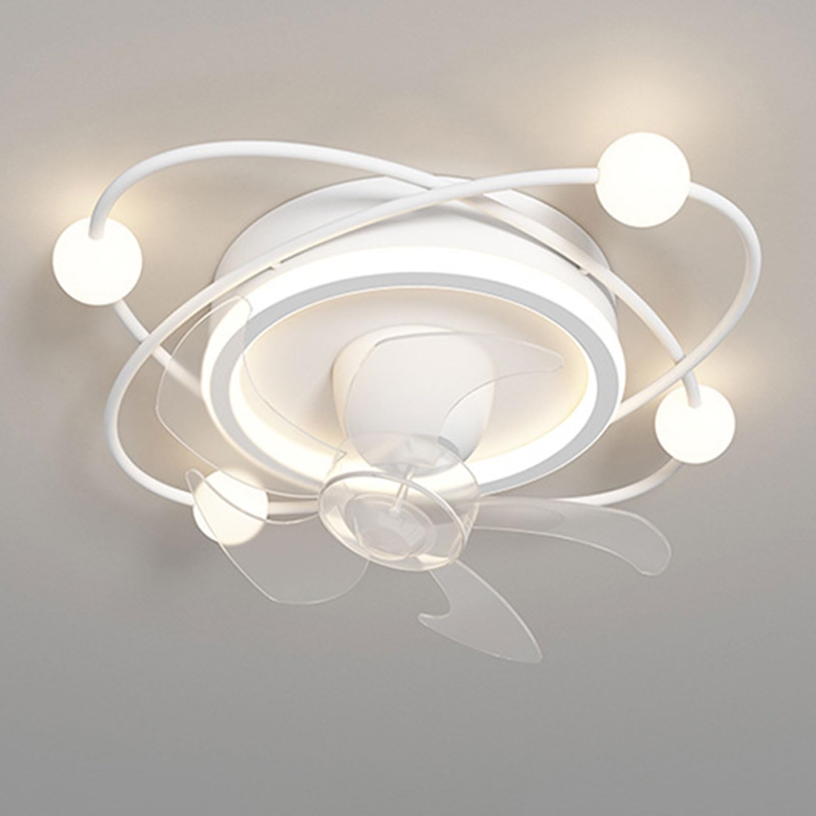 HXYSXHJUO 38W LED Ceiling Light 360° Rotating Fans With Remote 3 Speeds Mute Fan Kids Room Bedroom Dining Modern Dimmable Lighting