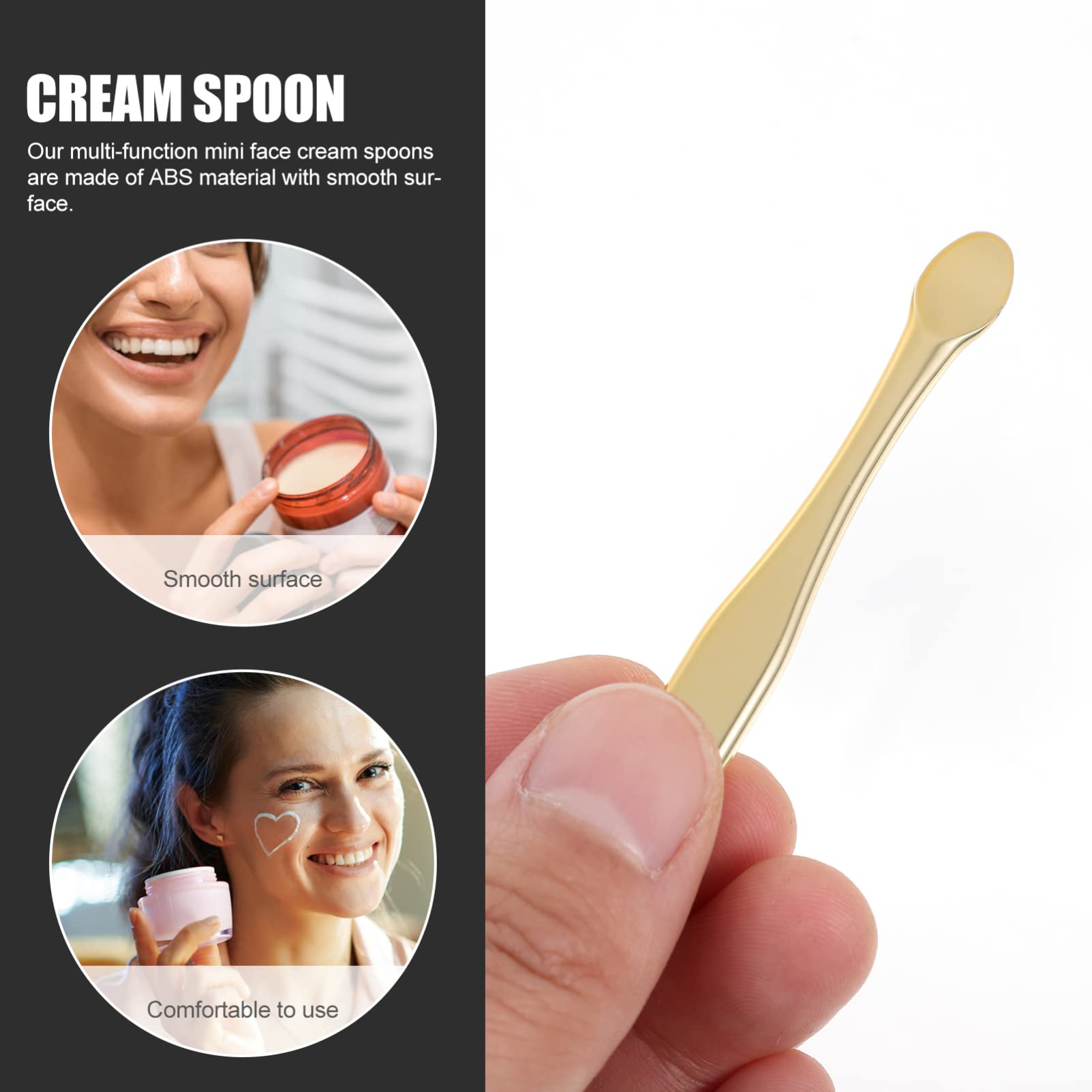 SOLUSTRE10Pcs ask Applicator Cosmetic Scraper Cream Scoop Applicator Cosmetic Spatulas Facial Reusable Scoop Facial Cream Spoon Beauty Spoons for Cream Lotions Moisturizers Metal Cooking Spoon - Image 3