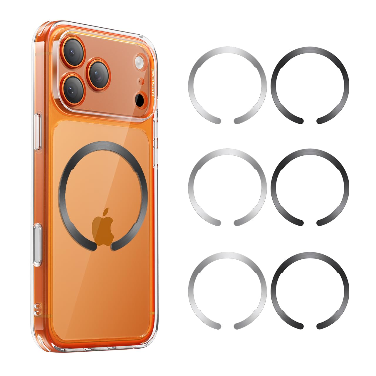 ESR for MagSafe Sticker, MagSafe Ring Magnet, 6 Pack Metal Ring for Phone case,Universal Magnetic Wireless Charger Conversion Kit for iPhone 17/16/16e