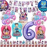 48 unidades de decoración de cumpleaños de Hunters, merchandising con pancarta de feliz cumpleaños, globos de letras y decoración para tartas para decoraciones de fiesta de demonio y fans de