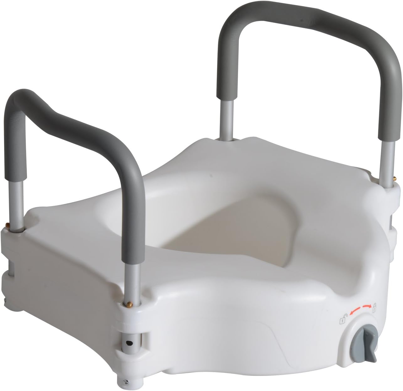 Elevated Raised Toilet Seat with Removable Padded Arms Lock