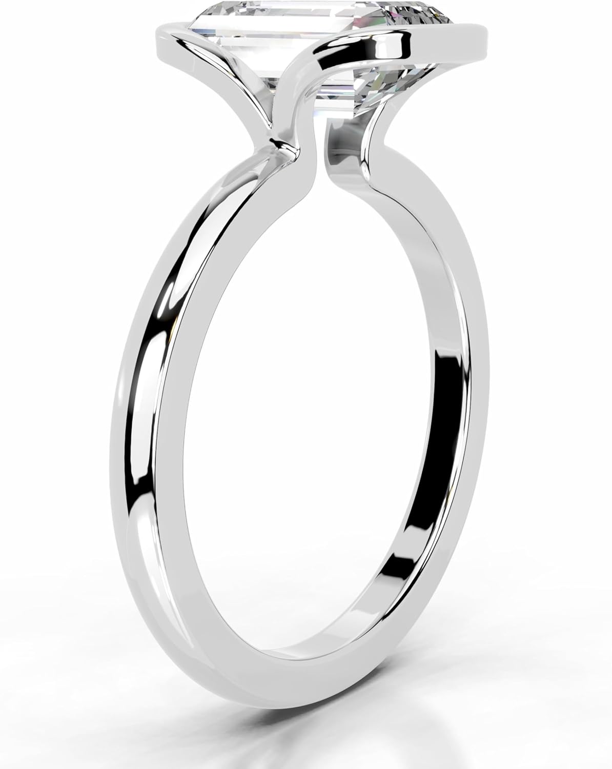 1-5 CT Emerald Moissanite Engagement Ring Colorless VVS1 10K 14K 18K Solid Gold, 925 Sterling Silver Half Bezel Set Engagement Ring Christmas Gift For Women