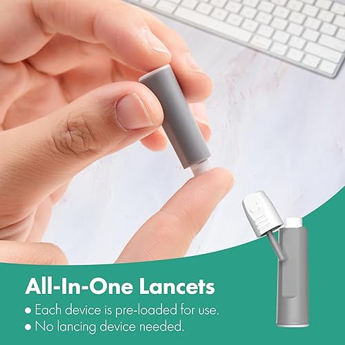 Miniatura 9 de CareLiving Lancetas de seguridad, estériles, pulsador, aguja de calibre 28, 0.071 in, 100 unidades, de un solo uso, suaves para pruebas cómodas