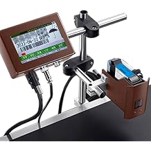 Date Coding Machine for Production Line, On Line Inkjet Coder 12.7mm/25.4mm, Date Coding Machine for Text QR Code/Barcode/Batch Number/Label/Image/Dat-e PrinterRed,25.4mmWidth