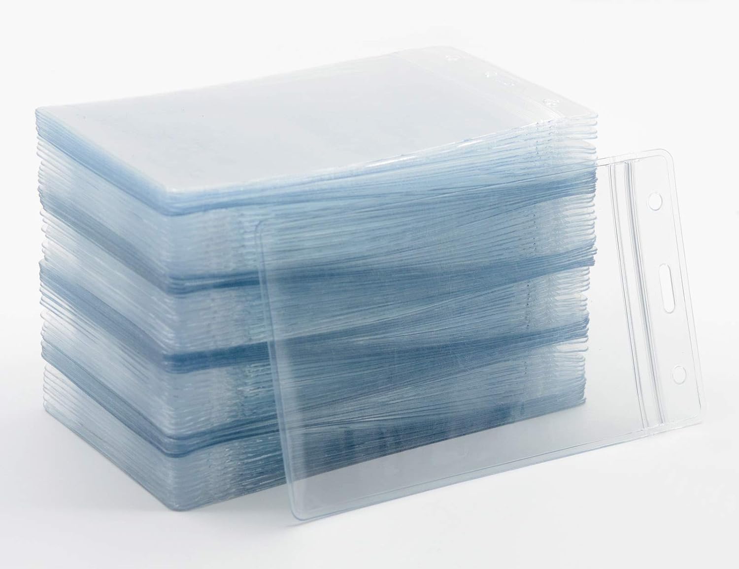 WTQ Large ID Badge Holders (Fit 3"x5" Insert, 100 Pack), Sealable Clear Plastic Name Tag Holders, Vertical Hanging Card Holder with Zipper, Waterproof Vinyl Pouches for Name Badges