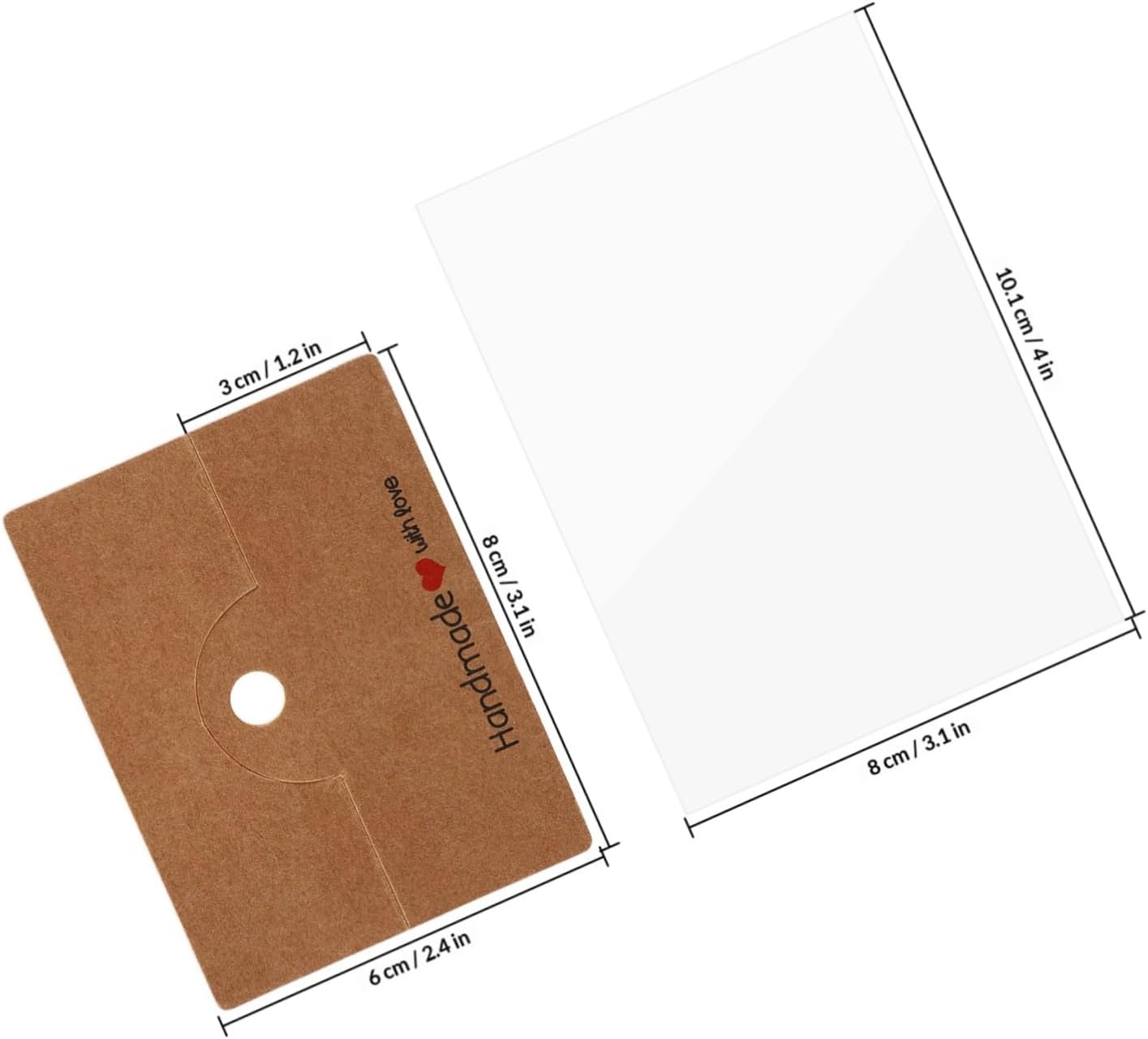 TEHAUX 200pcs Jewelry Display Bags Kraft Paper Cards Homemade Jewelry Holder Small Business Packaging Cardboard Bag for Selling