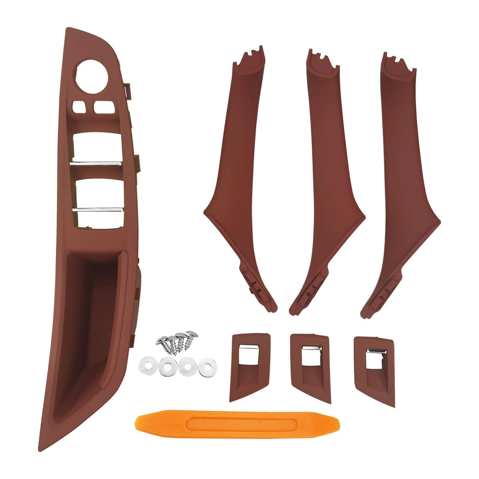 Door Handle Cover Kit for BMW 5 Series 520 523 525 528 530 535 F10/F11/F18 2010-2016, Driver & Passenger Side Window Switch Armrest Trim for Left-Hand Drive Models (Red Wine)