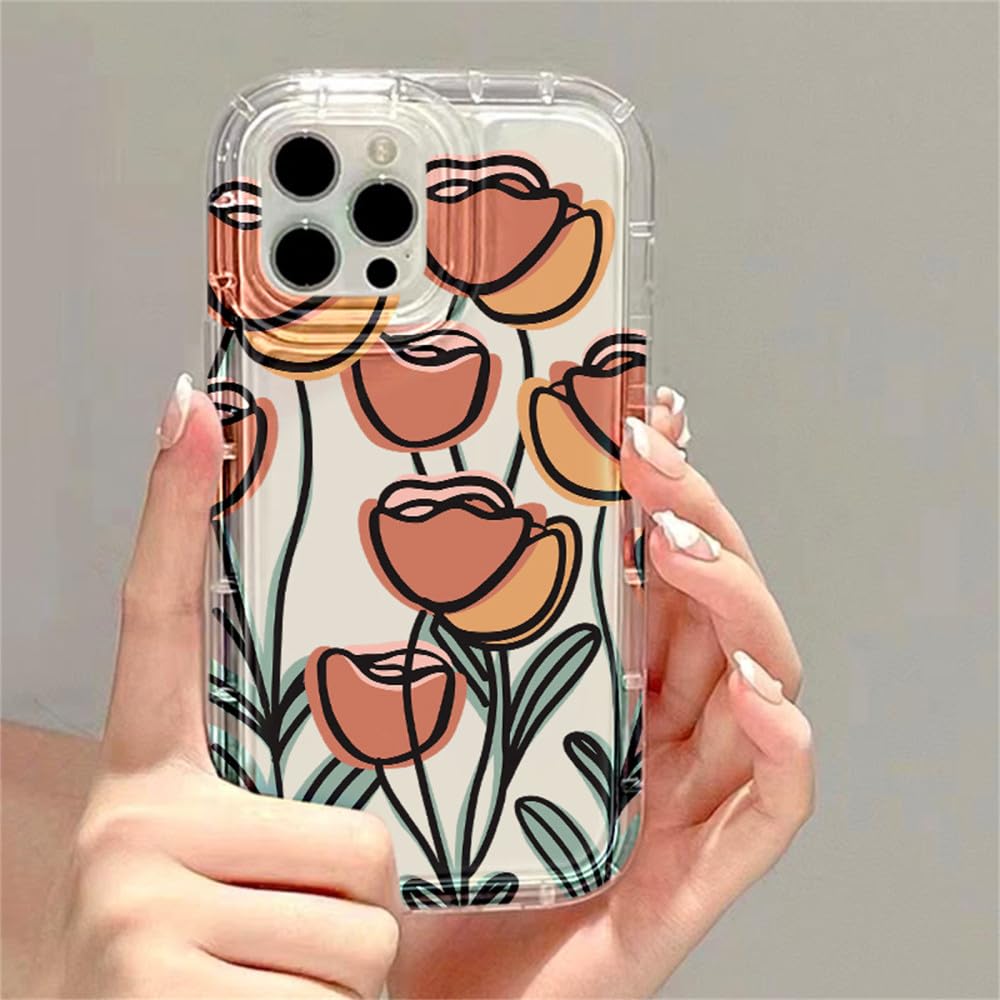 Coque pour iPhone 12 à fleurs carrées antichoc qui protège des chutes et rayures - 6